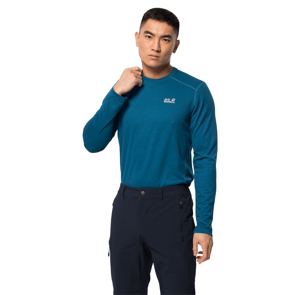 Jack Wolfskin SKY RANGE LONGSLEEVE Haut Homme Bleu Foncé - EKUQOFA-59